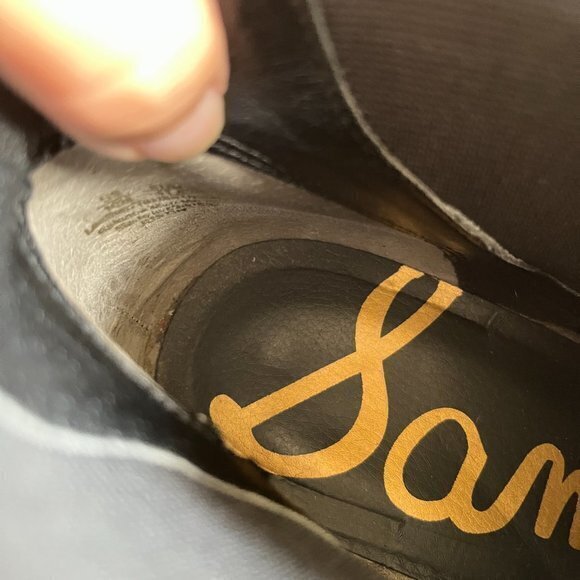 Sam Edelman Justin Black Leather Almond Toe Block Heel Chelsea Bootie - Picture 7 of 10